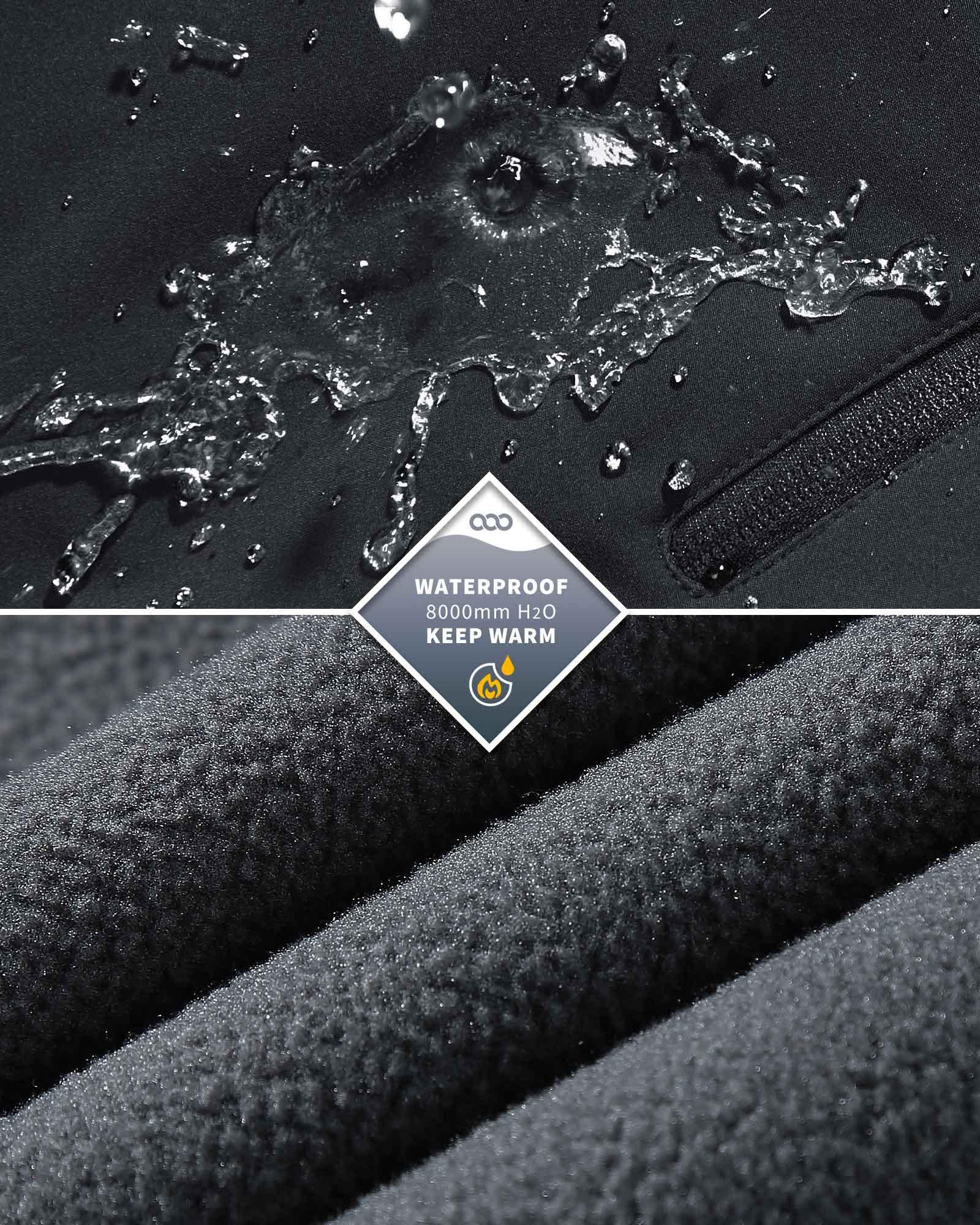 8000mm W/P Index Men’s Snow Fleece Lined Pants with 4 Pockets and Adjustable Waist - 33,000ft