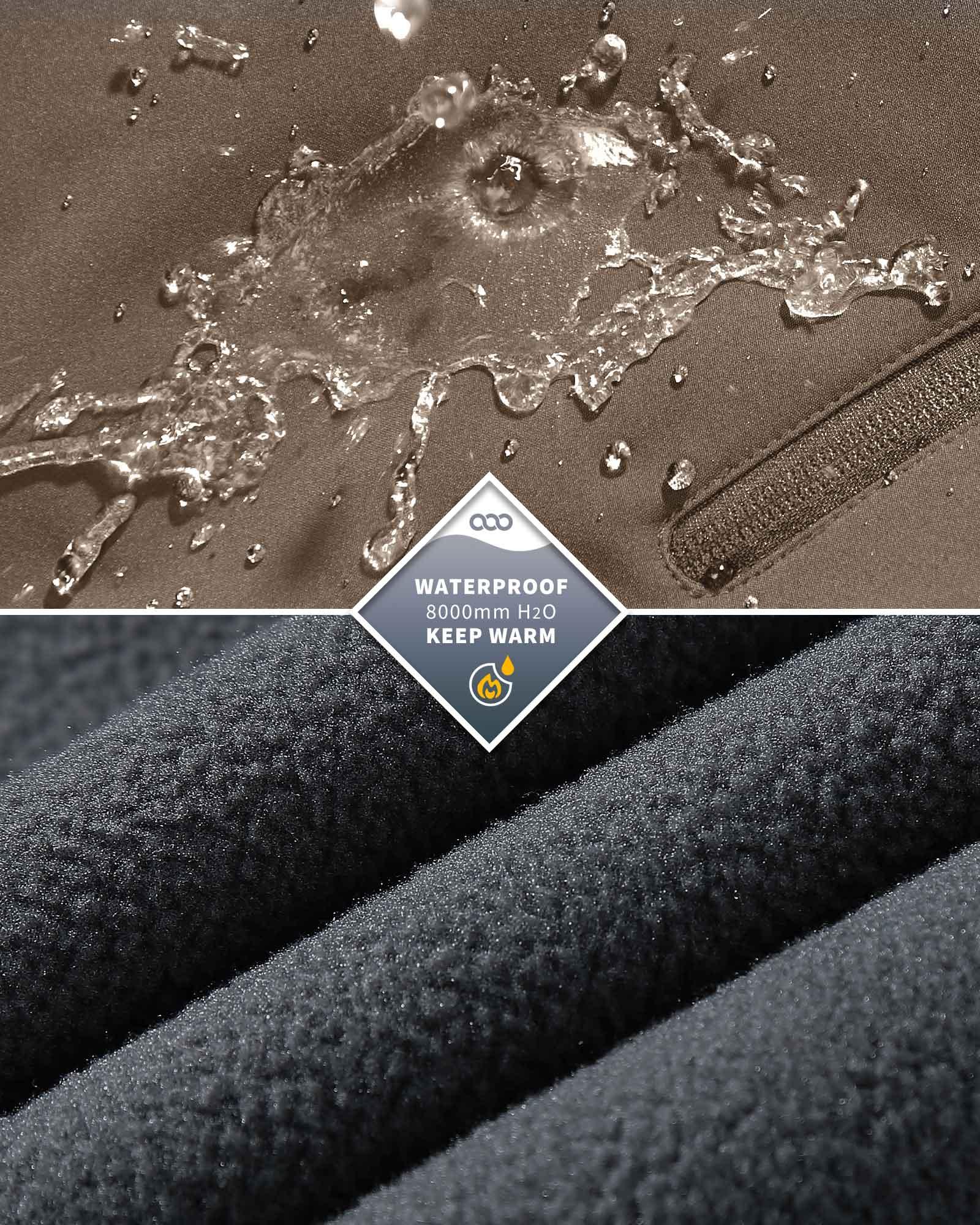 8000mm W/P Index Men’s Snow Fleece Lined Pants with 4 Pockets and Adjustable Waist - 33,000ft