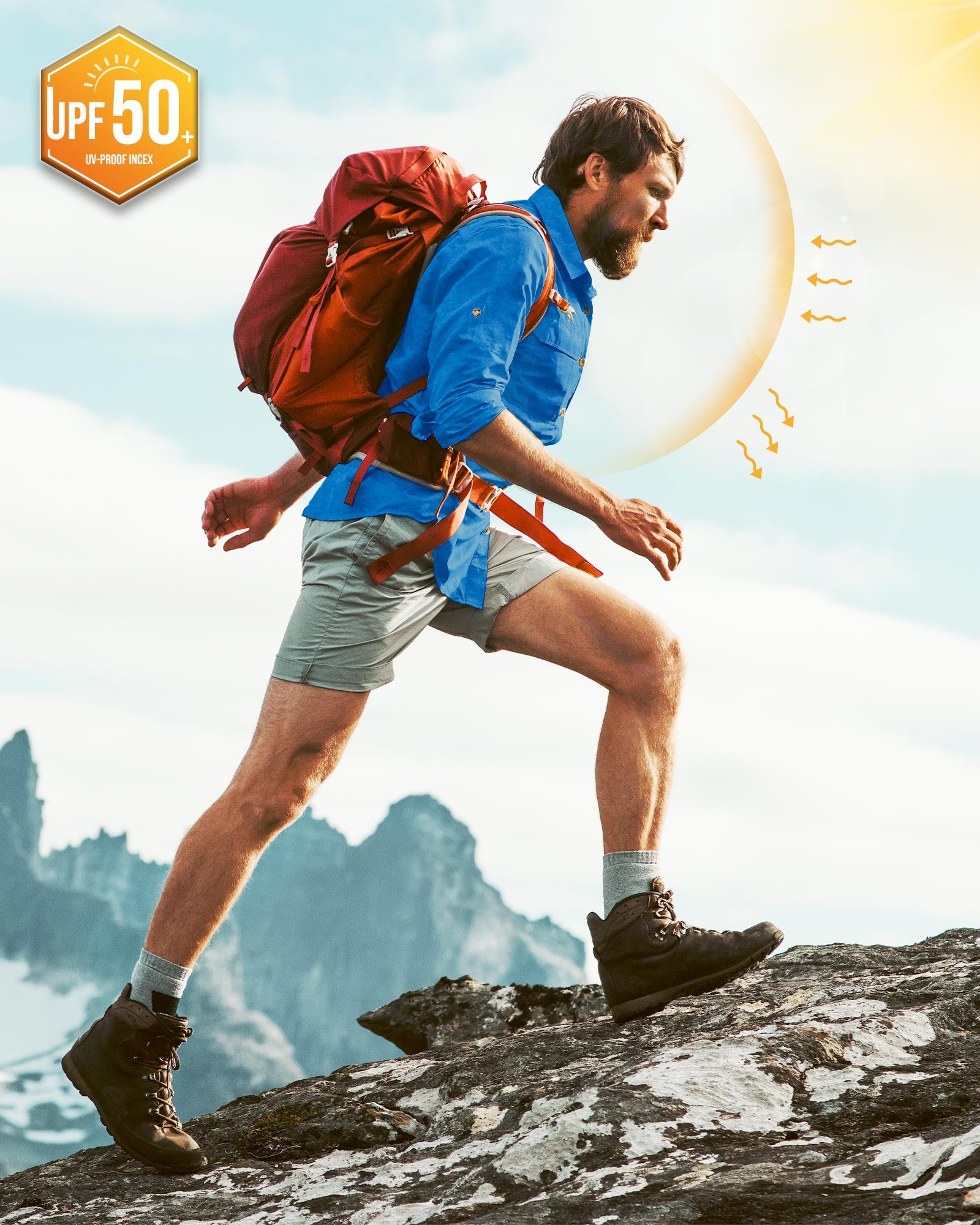 Men’s Long Sleeve UPF 50+ GEO® Air-Hole Dry Cooling Shirts with Outdoor Activity Designs