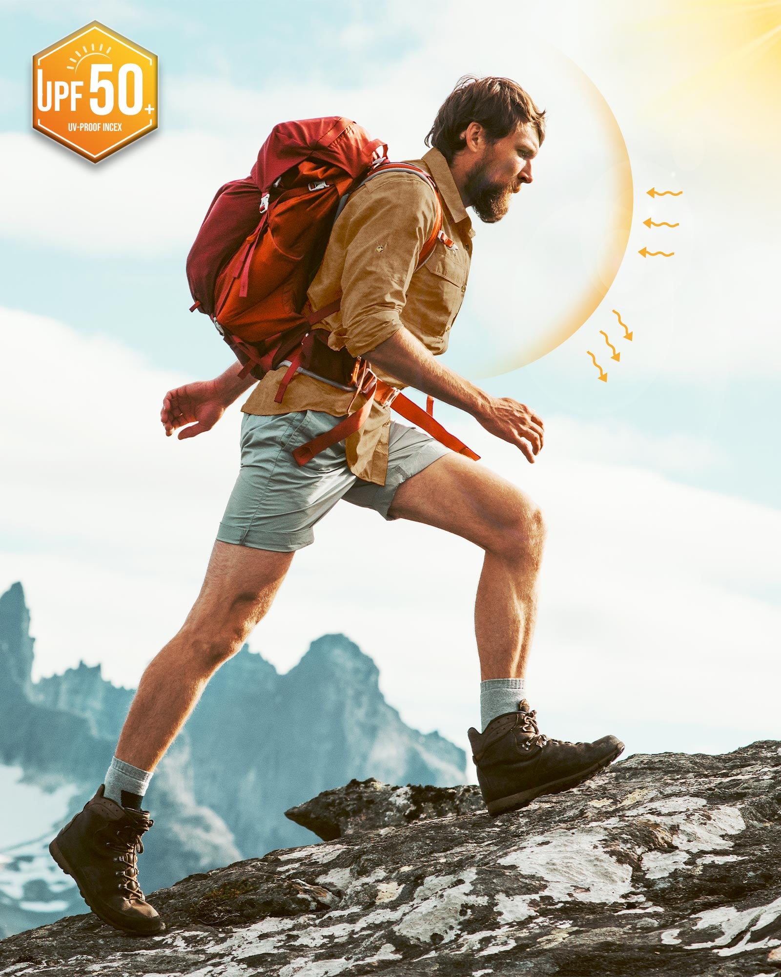 Men’s Long Sleeve UPF 50+ GEO® Air-Hole Dry Cooling Shirts with Outdoor Activity Designs