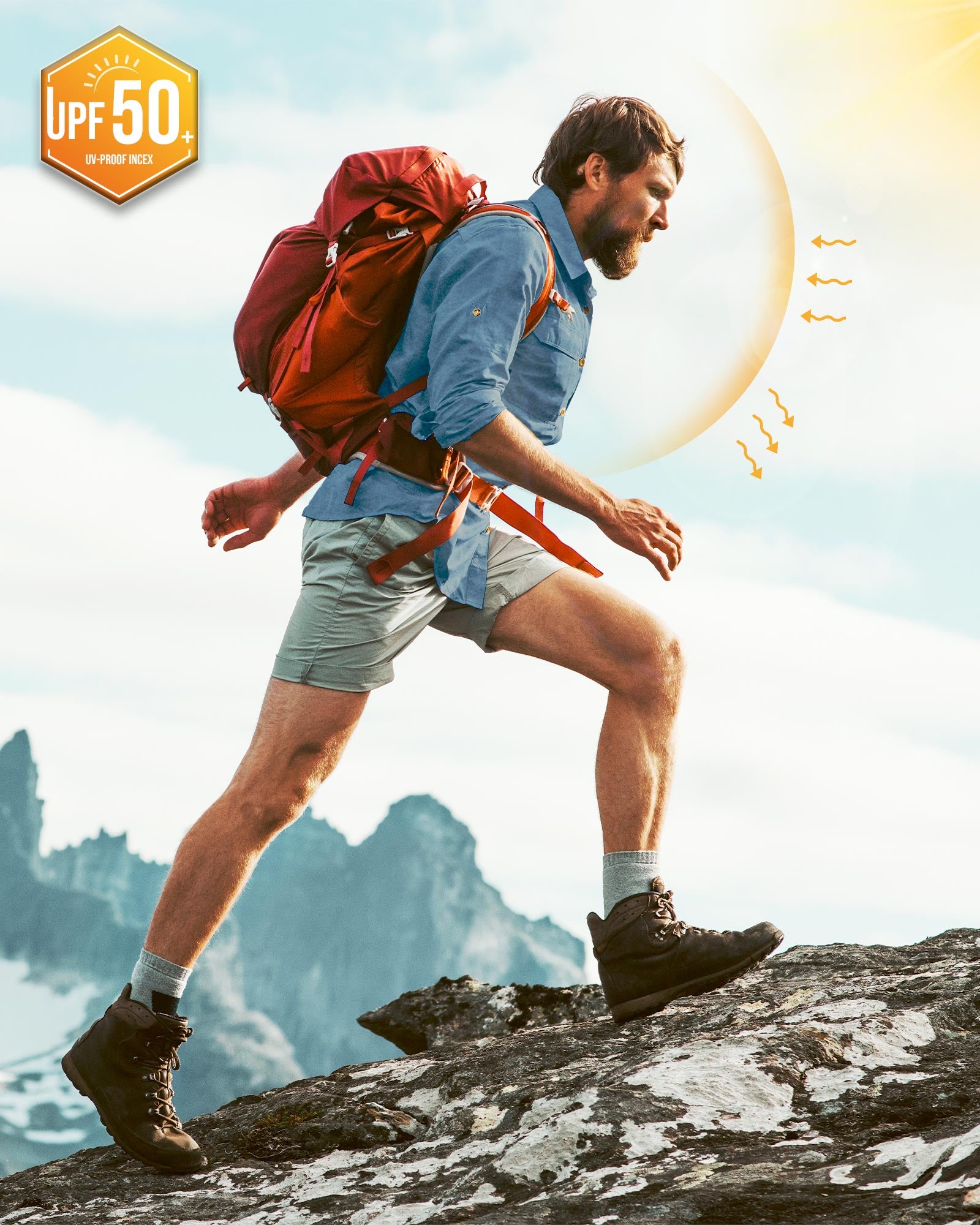 Men’s Long Sleeve UPF 50+ GEO® Air-Hole Dry Cooling Shirts with Outdoor Activity Designs