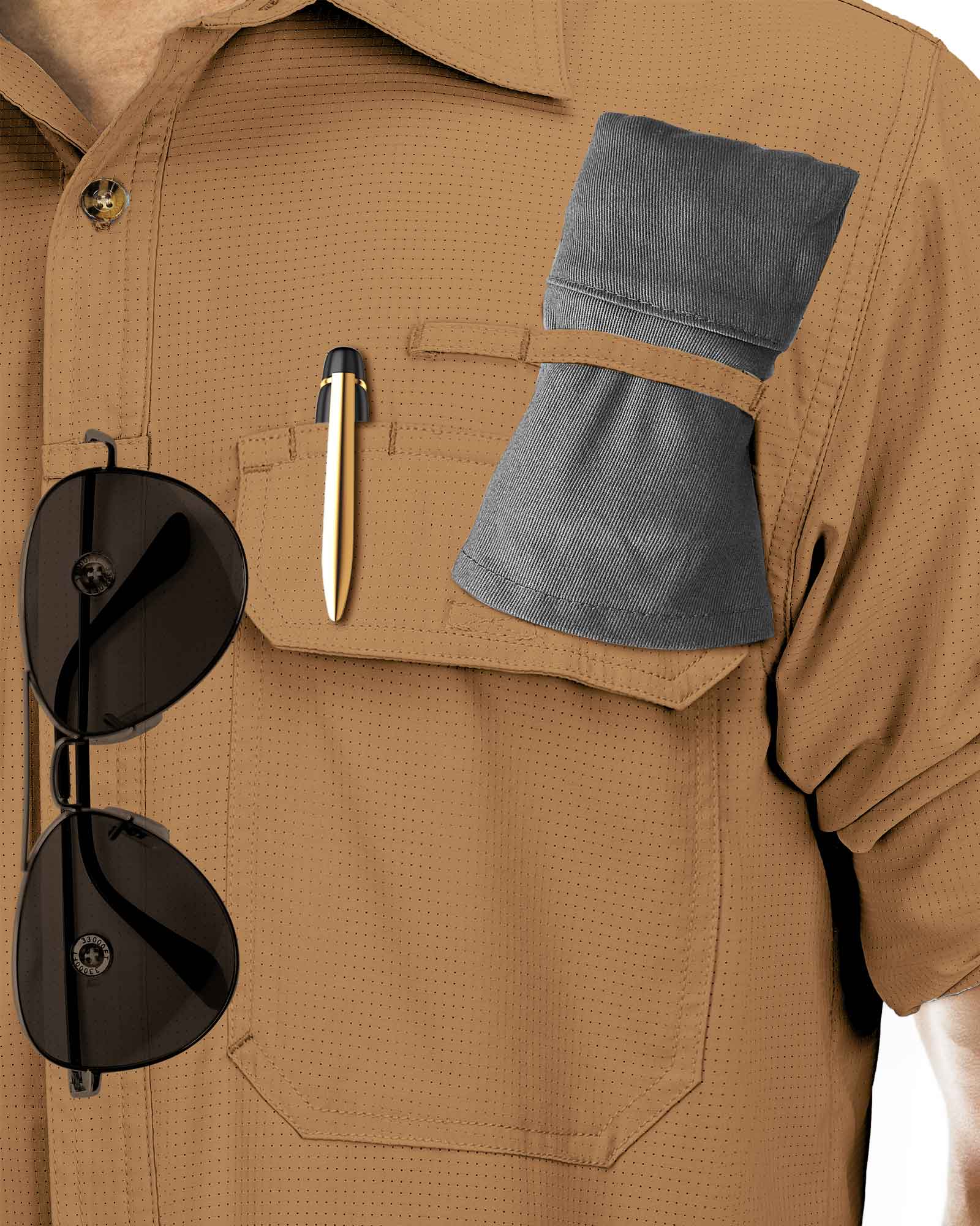Men’s Long Sleeve UPF 50+ GEO® Air-Hole Dry Cooling Shirts with Outdoor Activity Designs