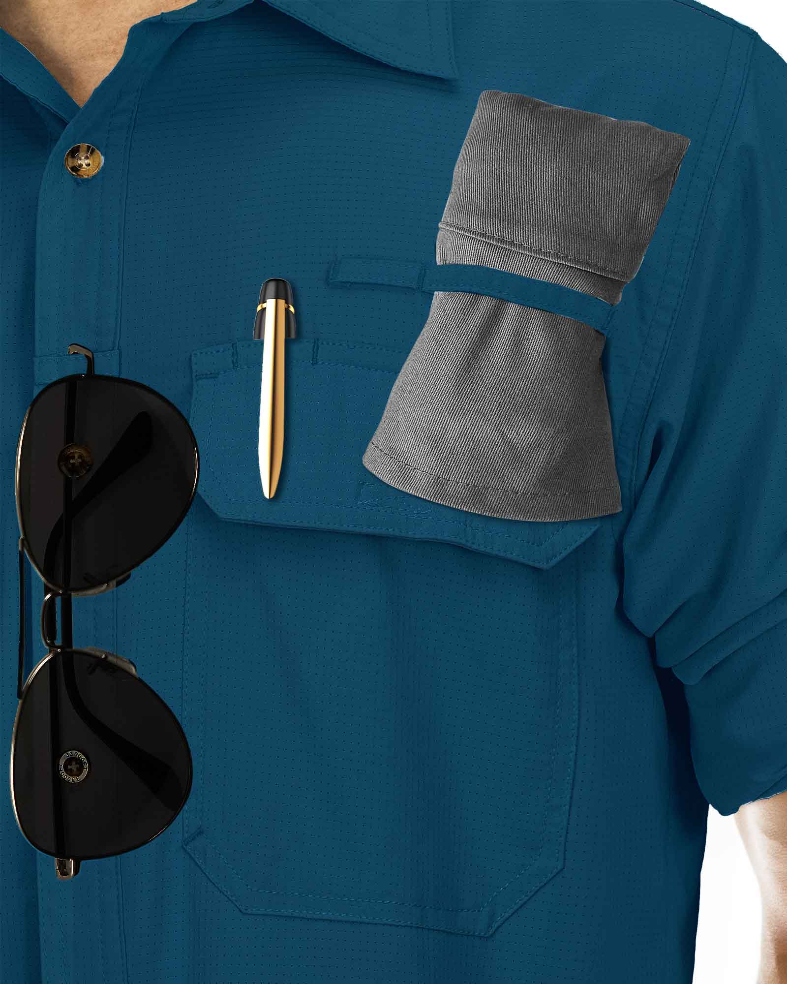 Men’s Long Sleeve UPF 50+ GEO® Air-Hole Dry Cooling Shirts with Outdoor Activity Designs