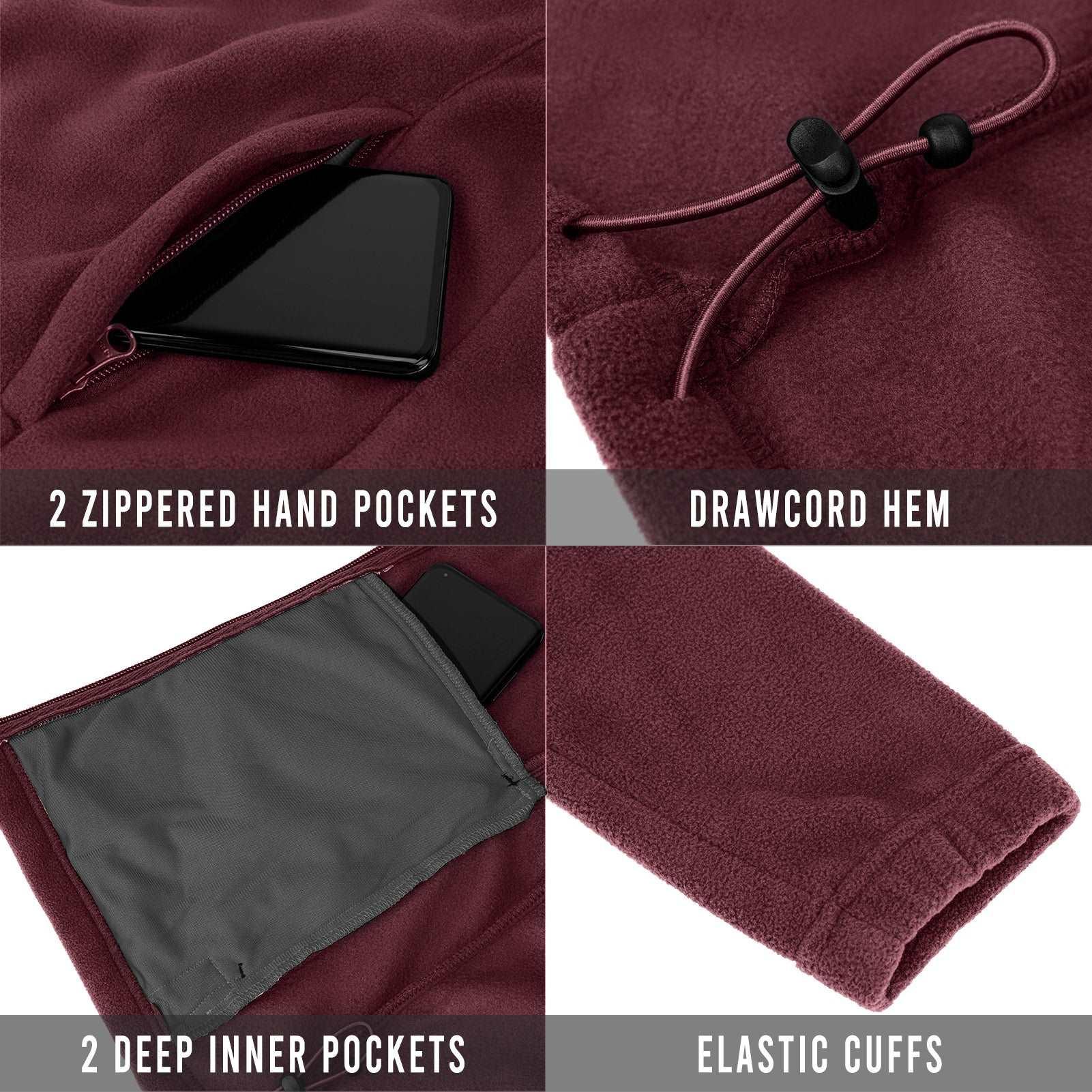 Women's Zip Up Fleece Jacket, Long Sleeve Warm Soft Polar Lightweight Coat with Pockets for Winter 33,000ft