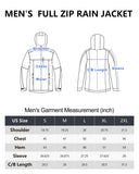1.39 lbs 10000mm W/P Index 10000 Level Breathable Men's Packable Rain Jacket with 4 Multi Pockets - 33,000ft