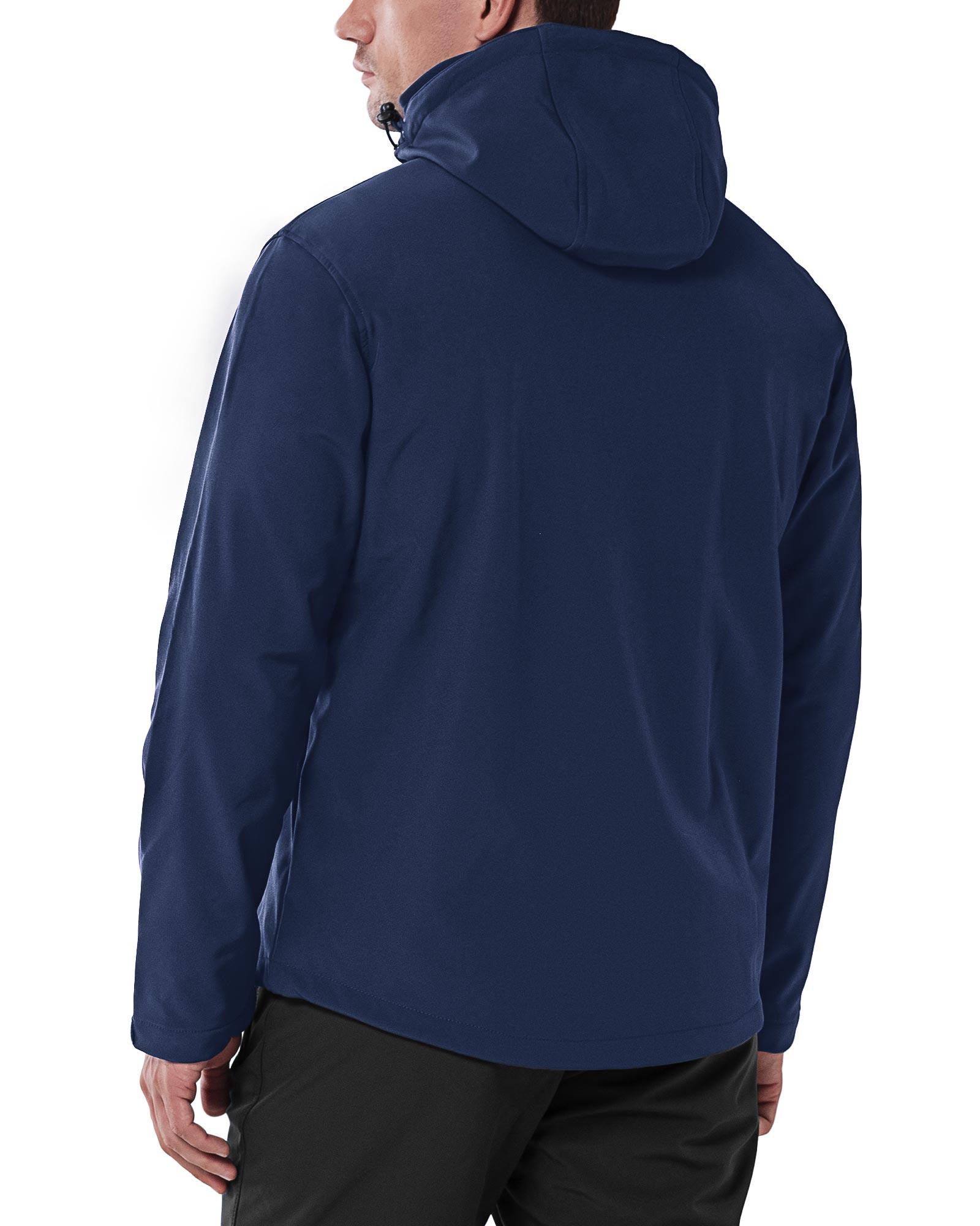 Men's Softshell Jacket with Hood Fleece Lined Windbreaker Lightweight Waterproof Jackets for Hiking - 33,000ft