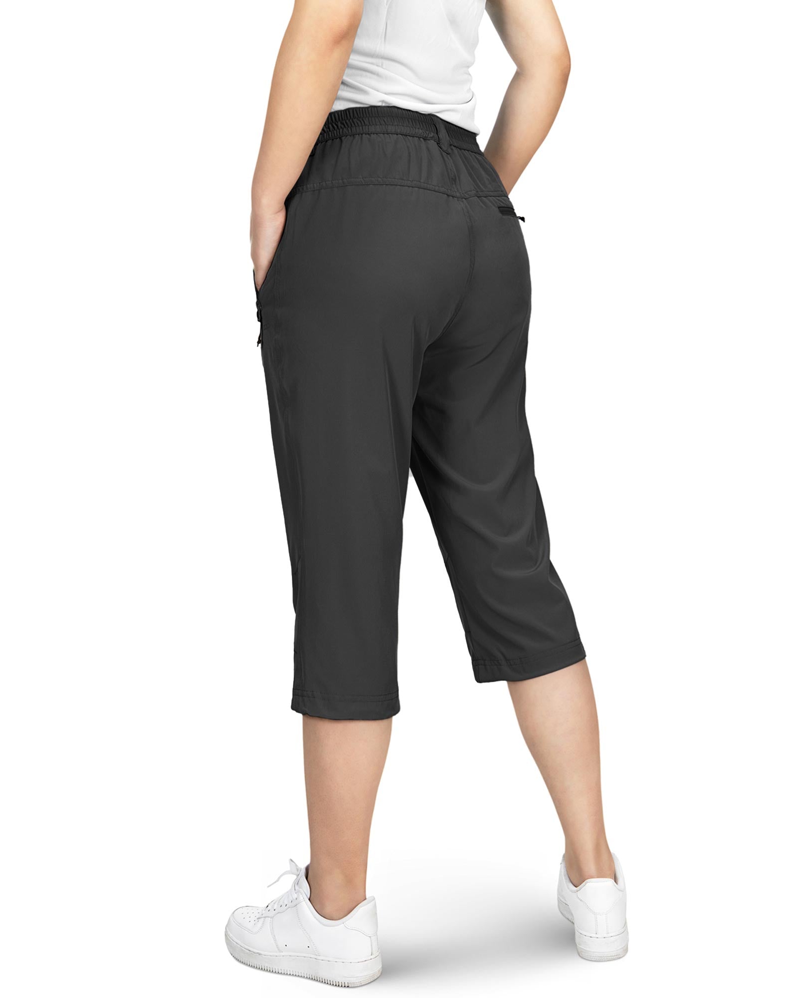 Women's UPF 50+ Button-Waist 17" Capri Golf Pants with 4 Pockets