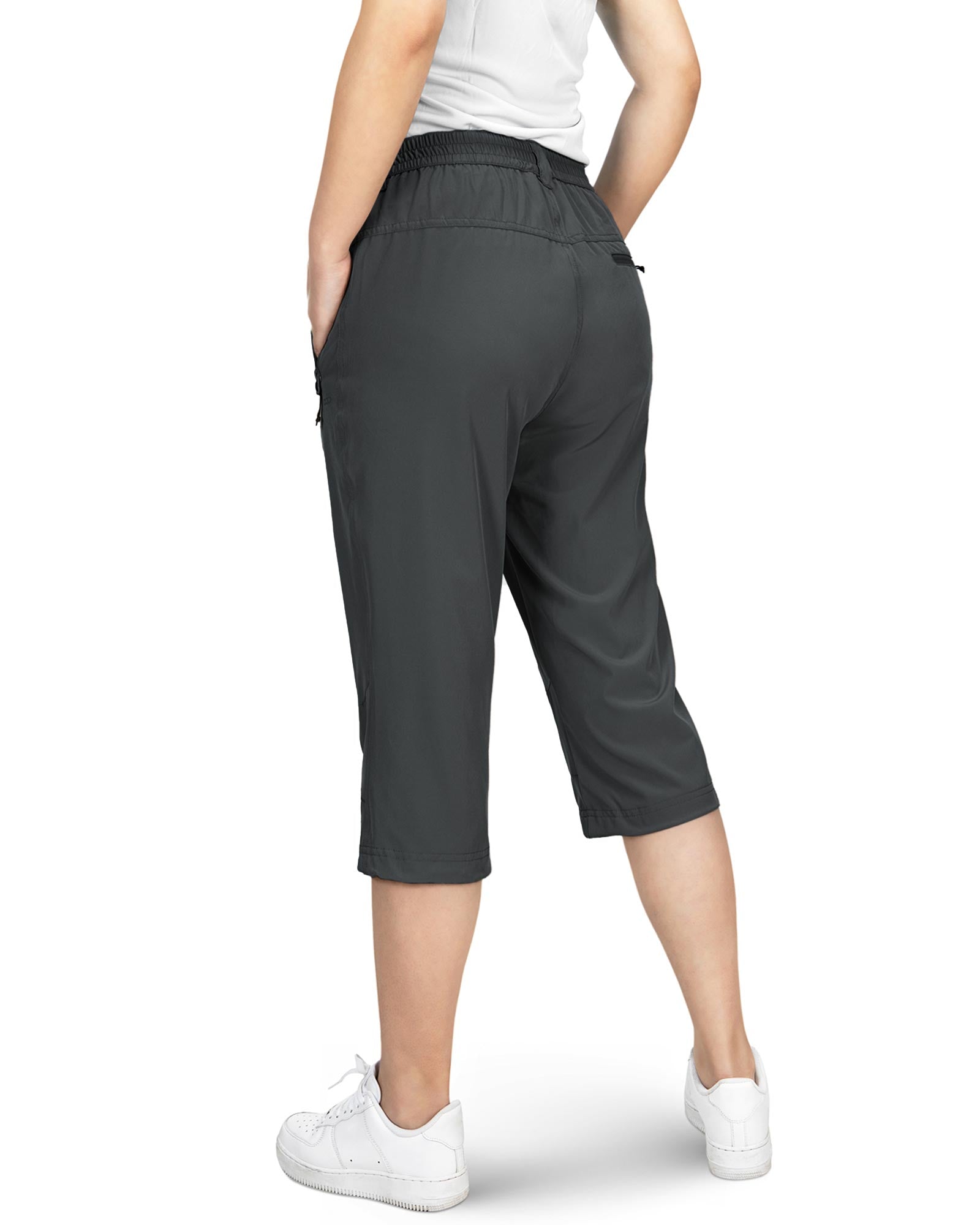 Women's UPF 50+ Button-Waist 17" Capri Golf Pants with 4 Pockets