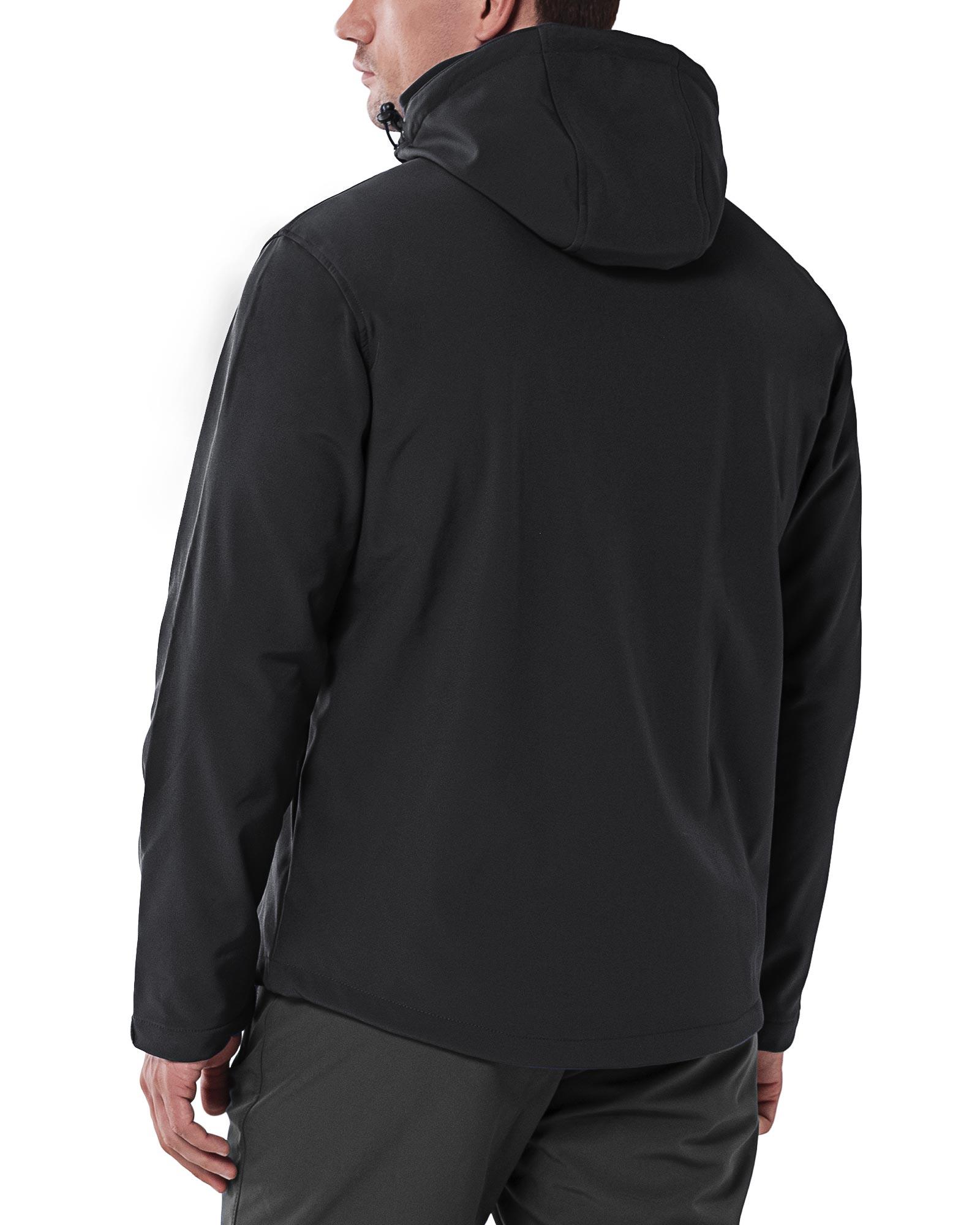 Men's Softshell Jacket with Hood Fleece Lined Windbreaker Lightweight Waterproof Jackets for Hiking - 33,000ft