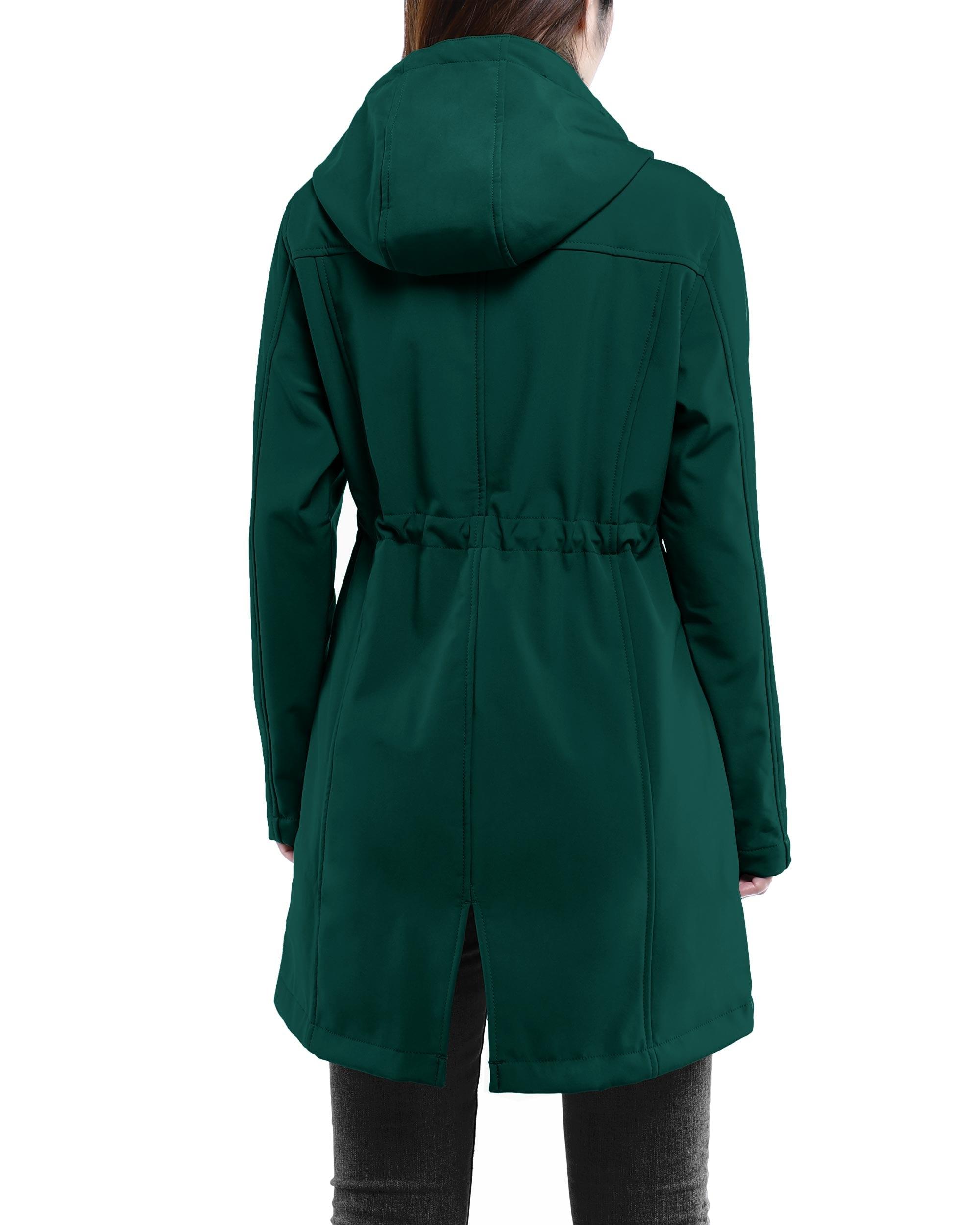 Women's Softshell Long Jacket with Hood Fleece Lined: 8000mm W/P index 1000 Level Breathable - 33,000ft