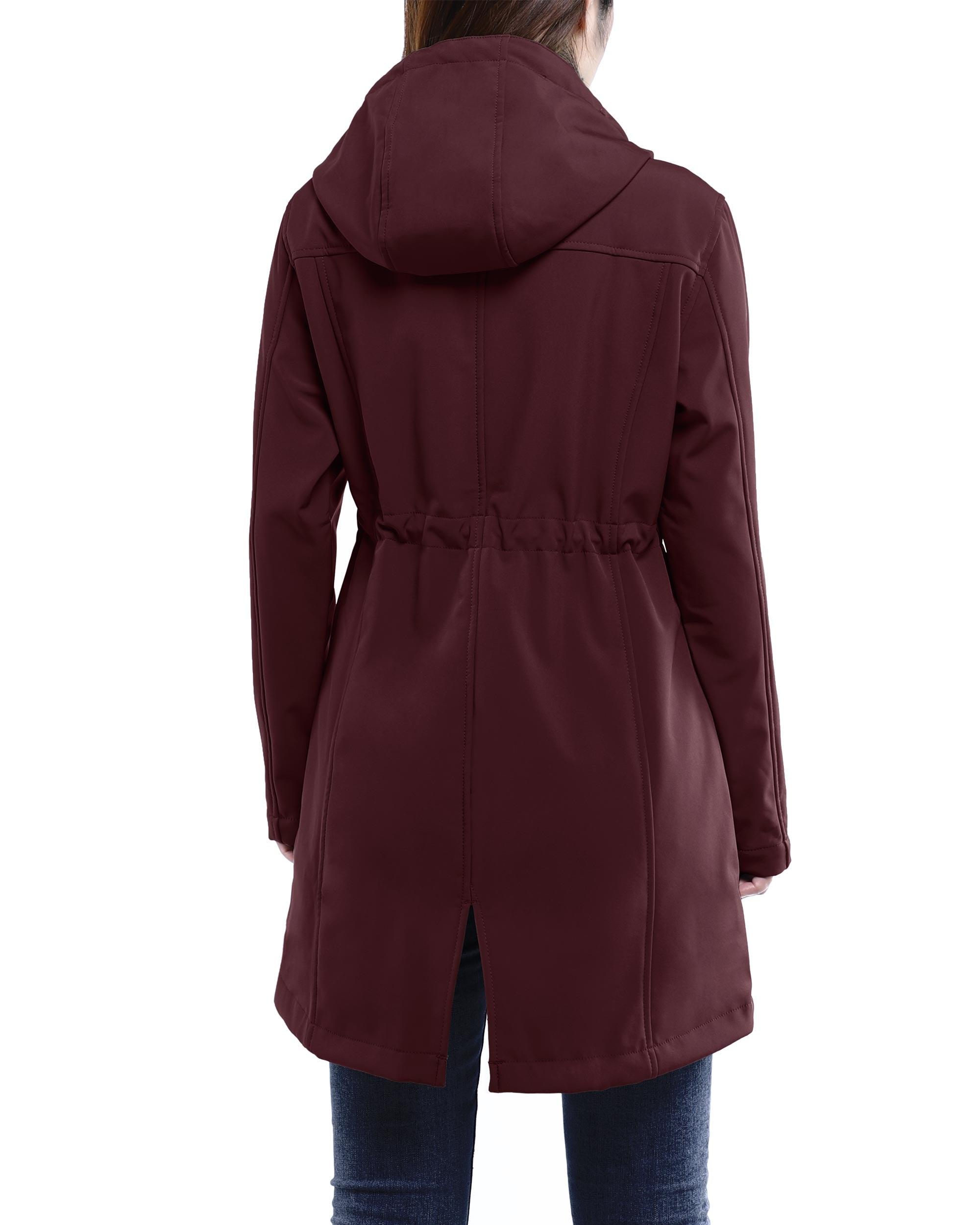 Women's Softshell Long Jacket with Hood Fleece Lined: 8000mm W/P index 1000 Level Breathable - 33,000ft