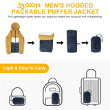 Men's Packable Puffer Jacket with Hood and 3 Pockets - 33,000ft