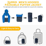 Men's Packable Puffer Jacket with Hood and 3 Pockets - 33,000ft