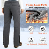 Men's Fleece Lined Snow Pants Warm Winter Waterproof Softshell Insulated Ski Pants for Hiking Snowboard Black 33,000ft