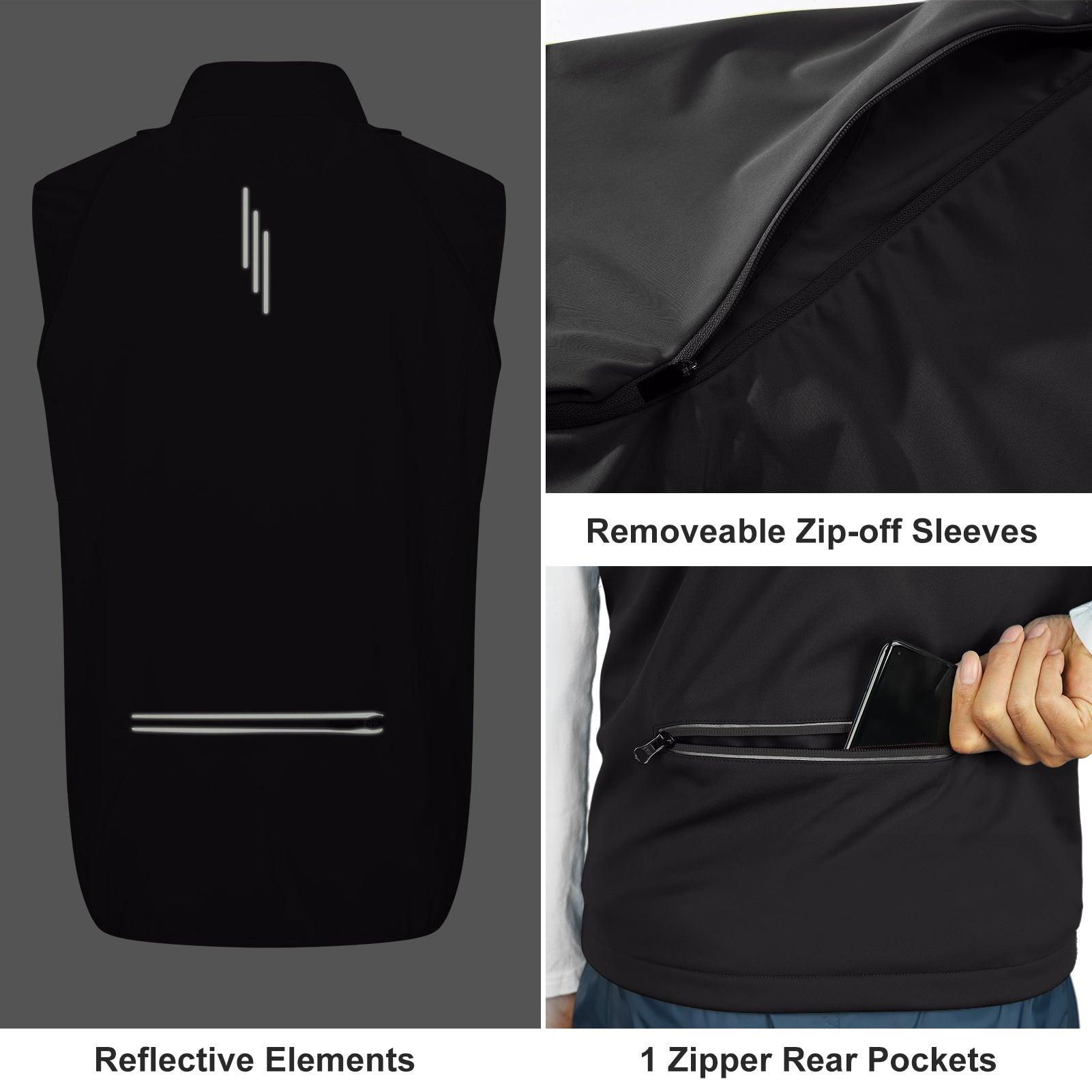 Men's Cycling Jacket Long Sleeve, Waterproof Running Bike Vest Outerwear Reflective Windproof Sleeveless Jacket 33,000ft