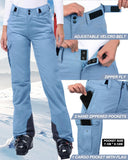 Women's Insulated Snow Pants, Waterproof Snowboard Ski Pants with Boot Gaiters Black