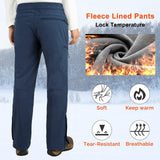 Men's Fleece Lined Snow Pants Warm Winter Waterproof Softshell Insulated Ski Pants for Hiking Snowboard Black 33,000ft