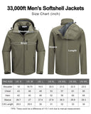 Men's Softshell Jacket with Hood Fleece Lined Windbreaker Lightweight Waterproof Jackets for Hiking - 33,000ft