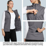 Women's Windproof Vest Outerwear with 6 Pockets/Reoflective Design: 0.77lbs/10000mm Waterproof/10000 Level Breathable 33,000ft
