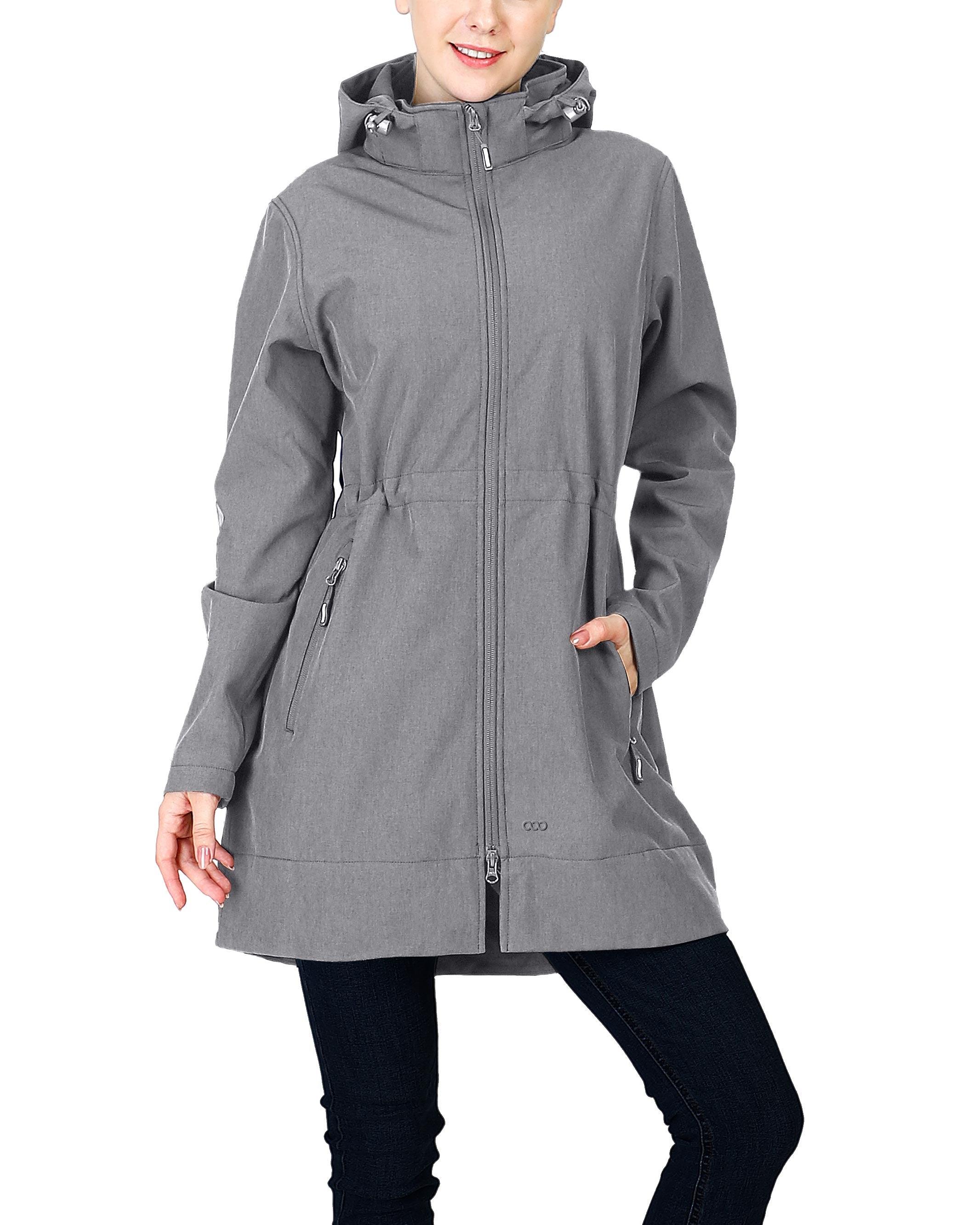 Women's Softshell Long Jacket with Detachable Hood Fleece Lined: 8000mm W/P index 1000 Level Breathable - 33,000ft