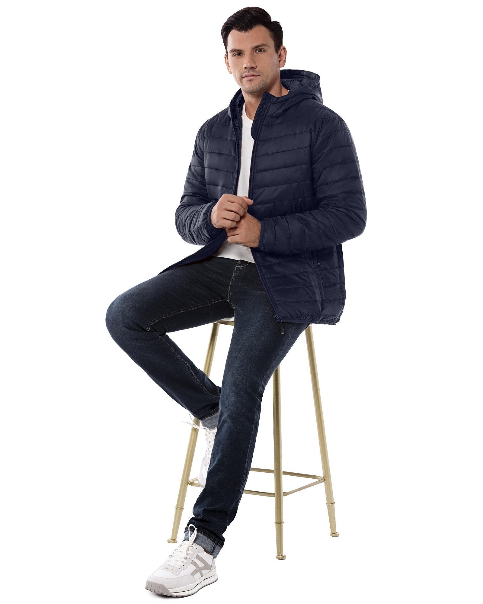 Men's 1.28lb Packable Insulated Jacket with Hood and 3 Pockets - 33,000ft
