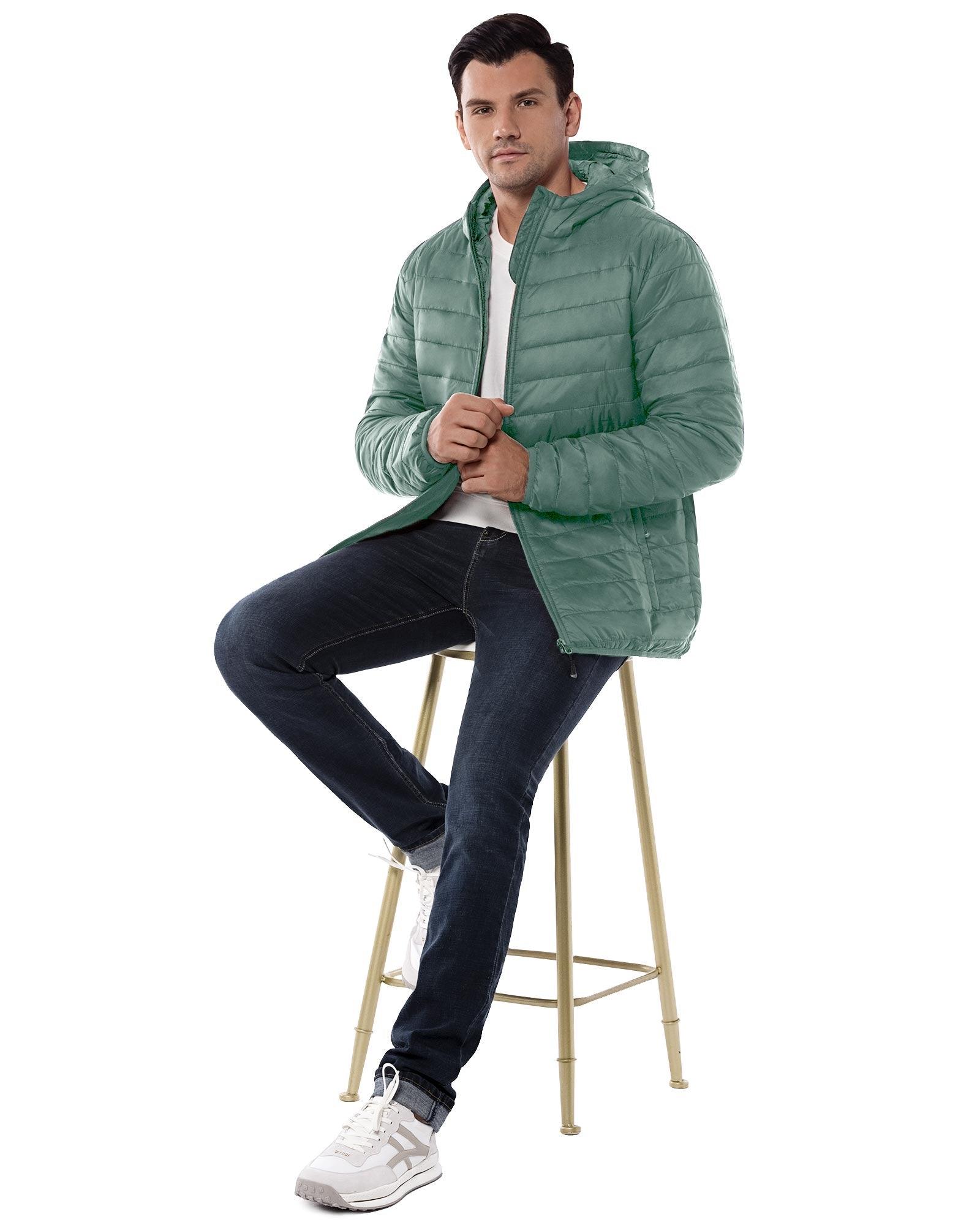 Men's 1.28lb Packable Insulated Jacket with Hood and 3 Pockets - 33,000ft