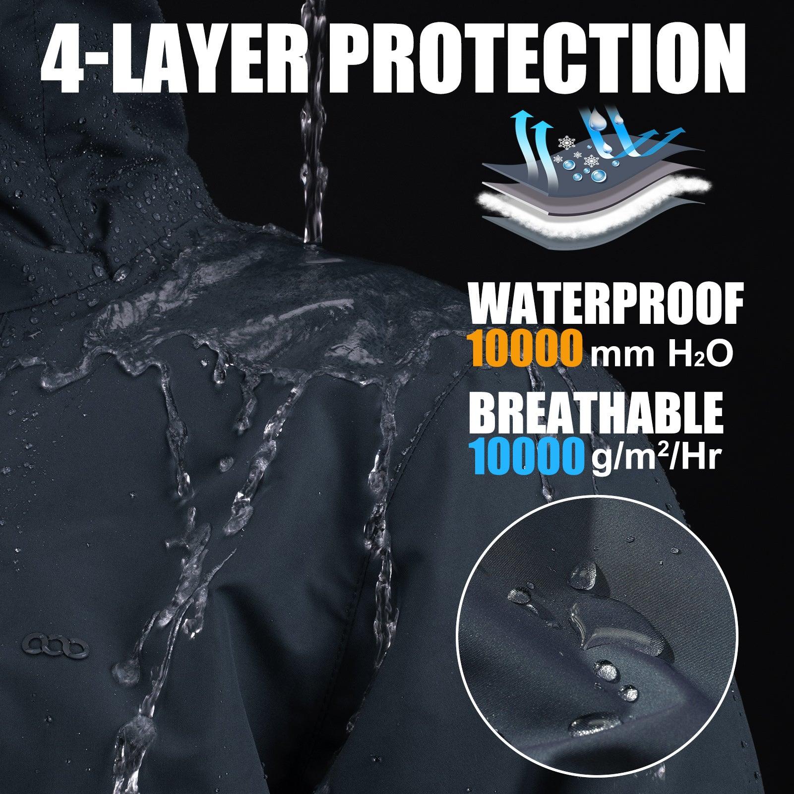 Men's Waterproof Insulated Winter Jacket with Hood, Long Coats Anorak Padded Warm Parka for Ski Snow Sports 33,000ft