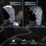 10000 mmH2O Index/5000 Level Breathable Men's 3-in-1 Ski Winter Jacket with Fleece Lined Softshell and 10 zipper pockets 33,000ft