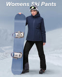 33,000ft Women's Insulated Snow Pants, Waterproof Snowboard Ski Pants with Boot Gaiters Black