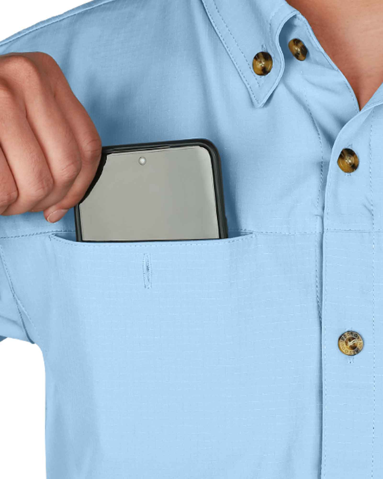 Men's 2 Zip Pockets UPF 50+ Breathable Mesh Lined Vents Adjustable Sleeve Shirt