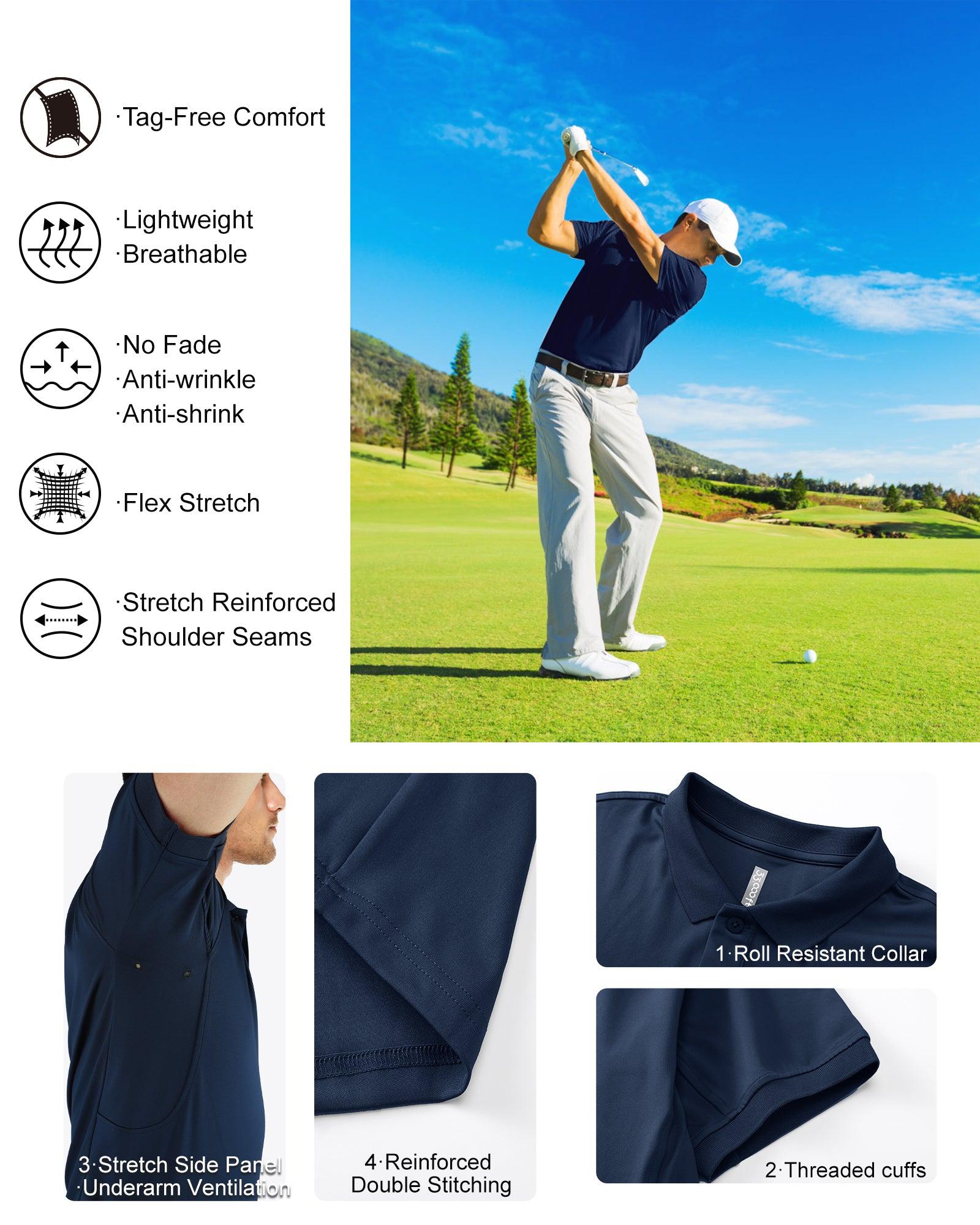 Men's Golf Polo Short Sleeve Collared T-Shirt 33,000ft