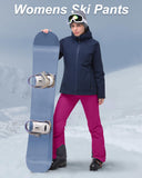 33,000ft Women's Insulated Snow Pants, Waterproof Snowboard Ski Pants with Boot Gaiters Black