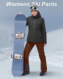 33,000ft Women's Insulated Snow Pants, Waterproof Snowboard Ski Pants with Boot Gaiters Black