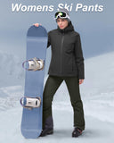33,000ft Women's Insulated Snow Pants, Waterproof Snowboard Ski Pants with Boot Gaiters Black