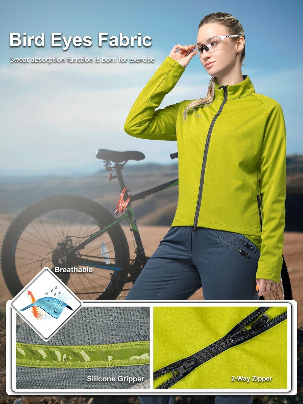 Women's Cycling Jacket Long Sleeve Thermal Waterproof MTB Bike Workout Running Jacket Windproof Reflective 33,000ft