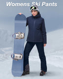 33,000ft Women's Insulated Snow Pants, Waterproof Snowboard Ski Pants with Boot Gaiters Black