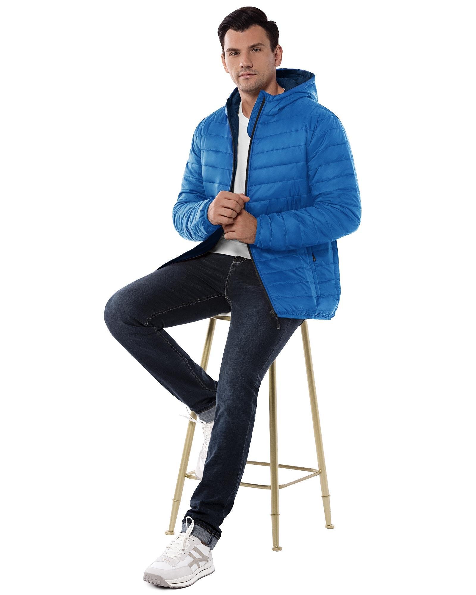 Men's 1.28lb Packable Insulated Jacket with Hood and 3 Pockets - 33,000ft