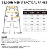 Men's Tactical Pants, Water-Resistant Ripstop Cargo Pants, Lightweight Hiking Work Pants, Outdoor Apparel Black 33,000ft