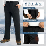 Men's Fleece Lined Snow Pants Warm Winter Waterproof Softshell Insulated Ski Pants for Hiking Snowboard Black 33,000ft