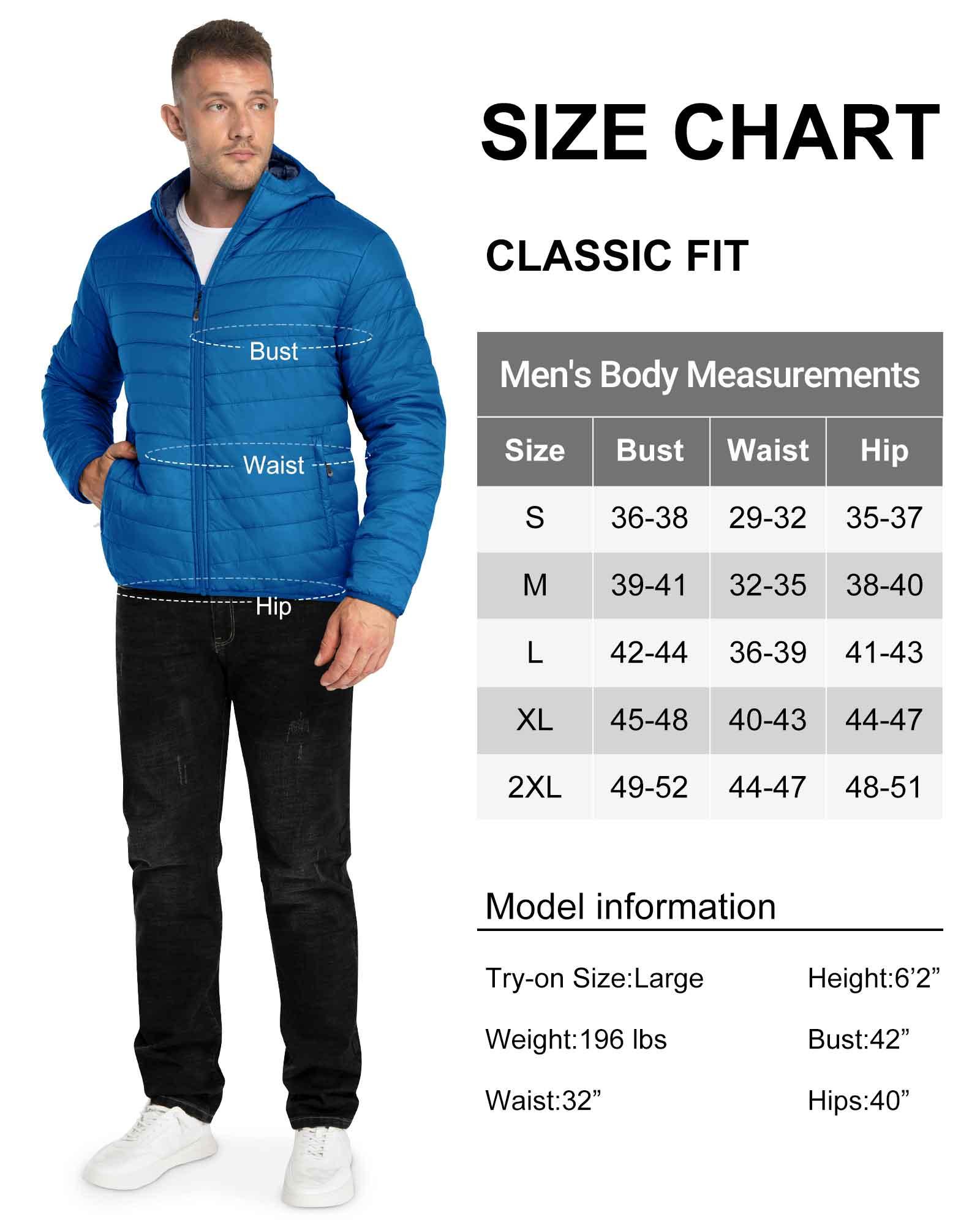 Men's 1.28lb Packable Insulated Jacket with Hood and 3 Pockets - 33,000ft