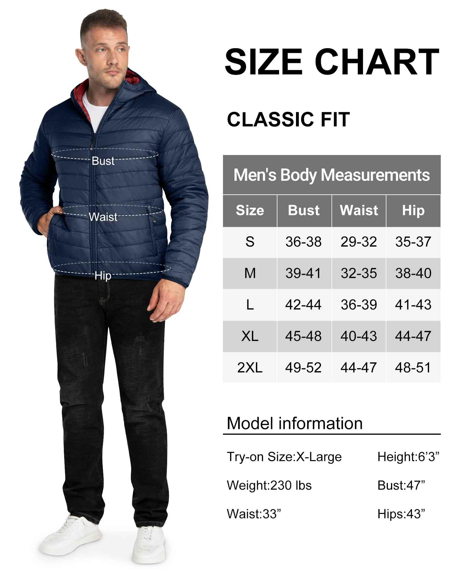 Men's 1.28lb Packable Insulated Jacket with Hood and 3 Pockets - 33,000ft