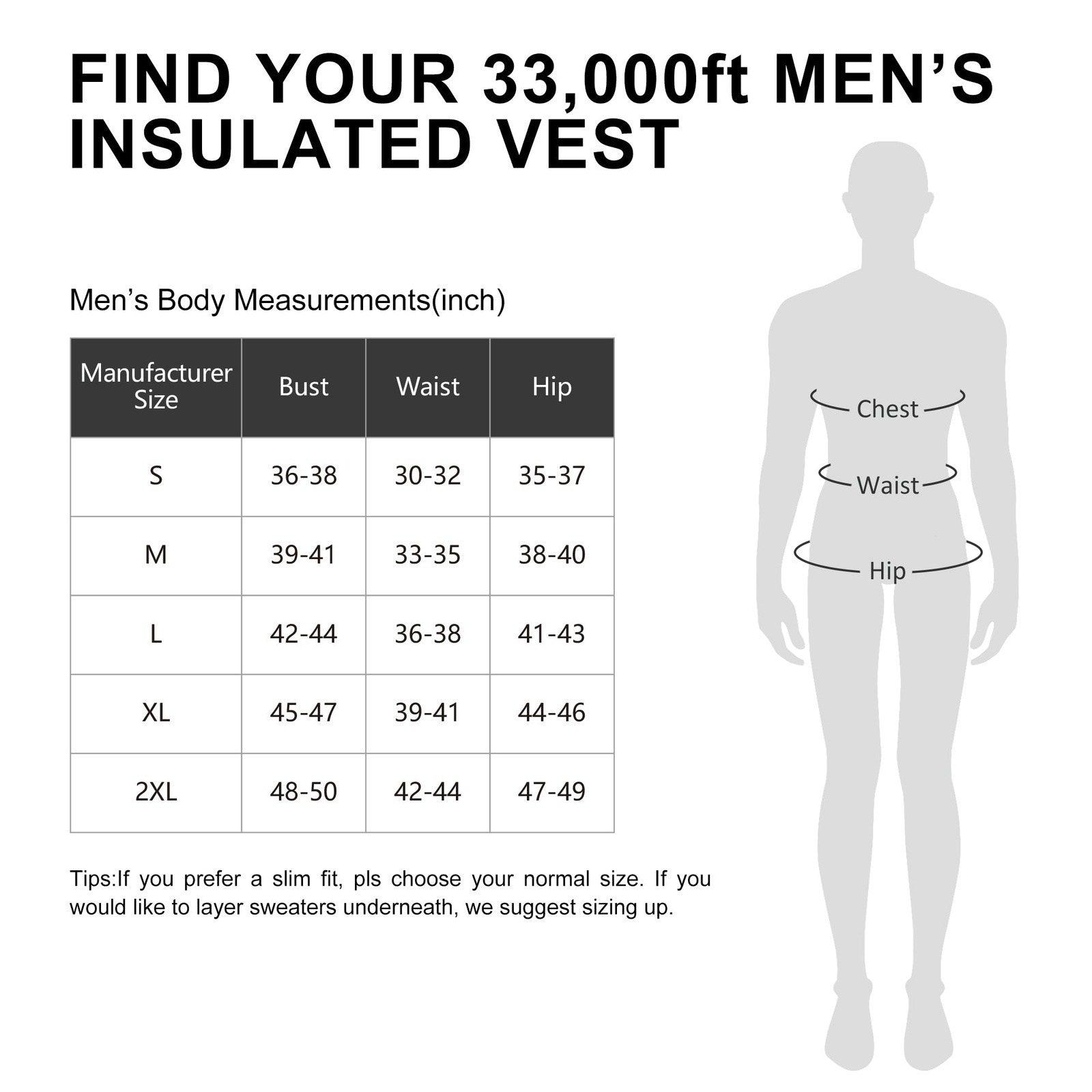 Men's 0.82 lbs Packable Weatherproof Insulated Puffer Vest Outerwear with 5 Pockets 33,000ft