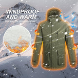 Men's Waterproof Insulated Winter Jacket with Hood, Long Coats Anorak Padded Warm Parka for Ski Snow Sports 33,000ft