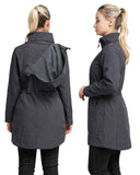 Women's Softshell Long Jacket with Detachable Hood Fleece Lined: 8000mm W/P index 1000 Level Breathable - 33,000ft