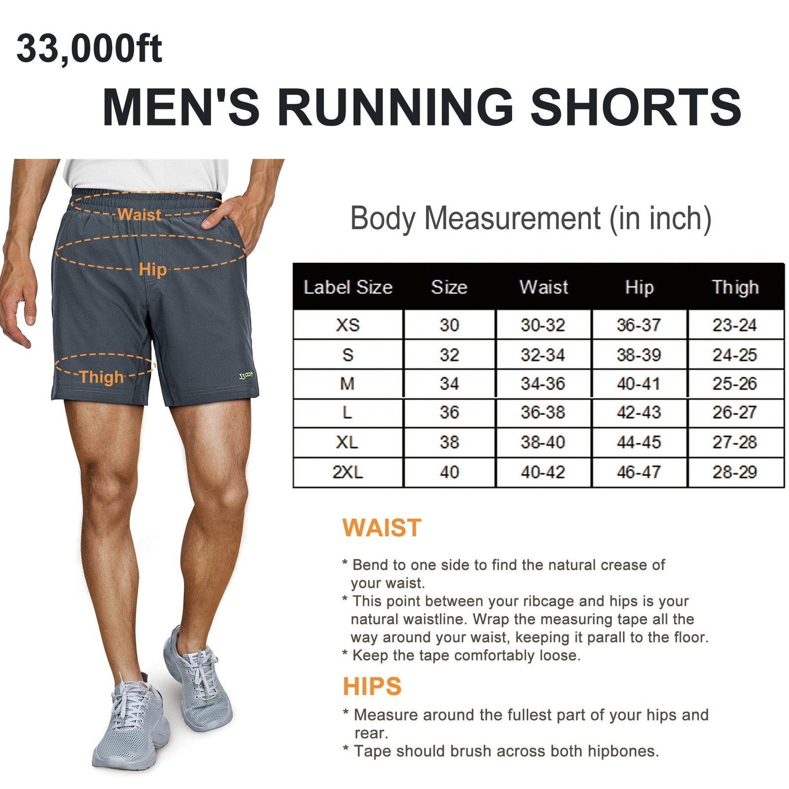 Men's 7" Running Shorts with 3 Pockets 33,000ft