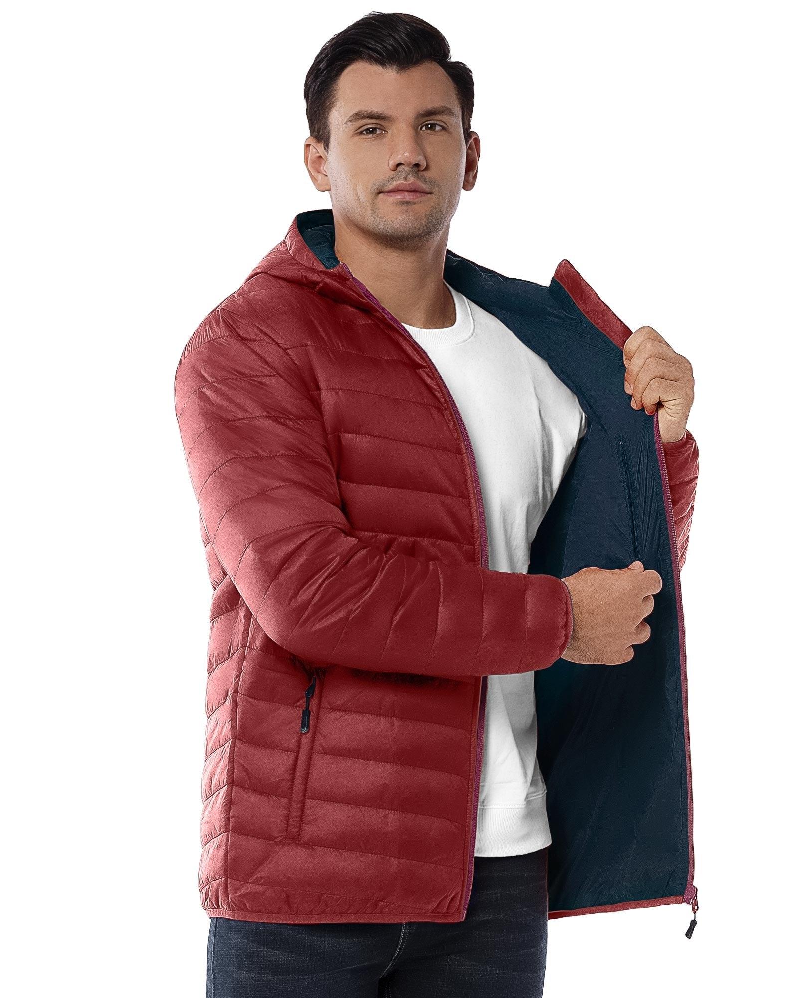 Men's 1.28lb Packable Insulated Jacket with Hood and 3 Pockets - 33,000ft