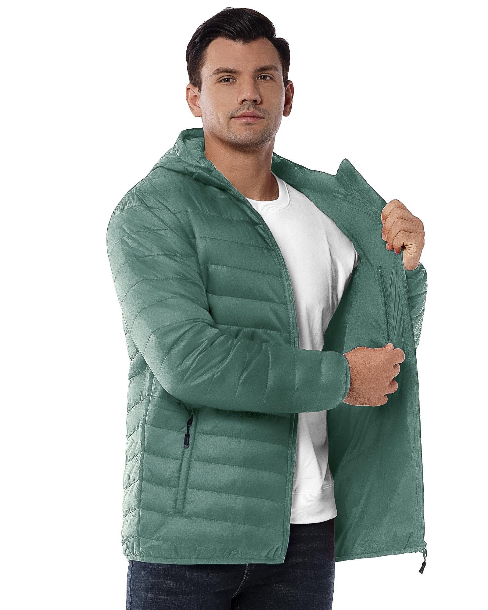 Men's 1.28lb Packable Insulated Jacket with Hood and 3 Pockets - 33,000ft