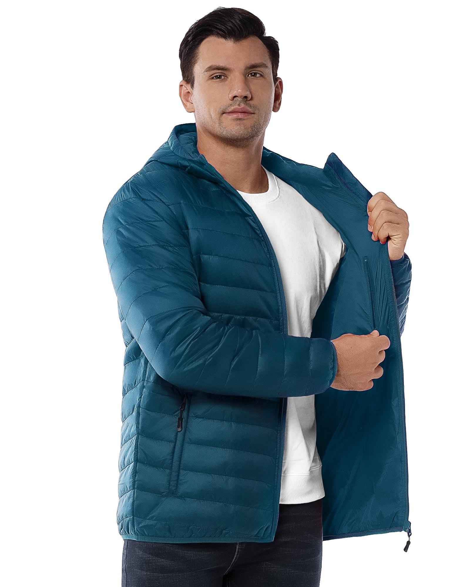 Men's 1.28lb Packable Insulated Jacket with Hood and 3 Pockets - 33,000ft