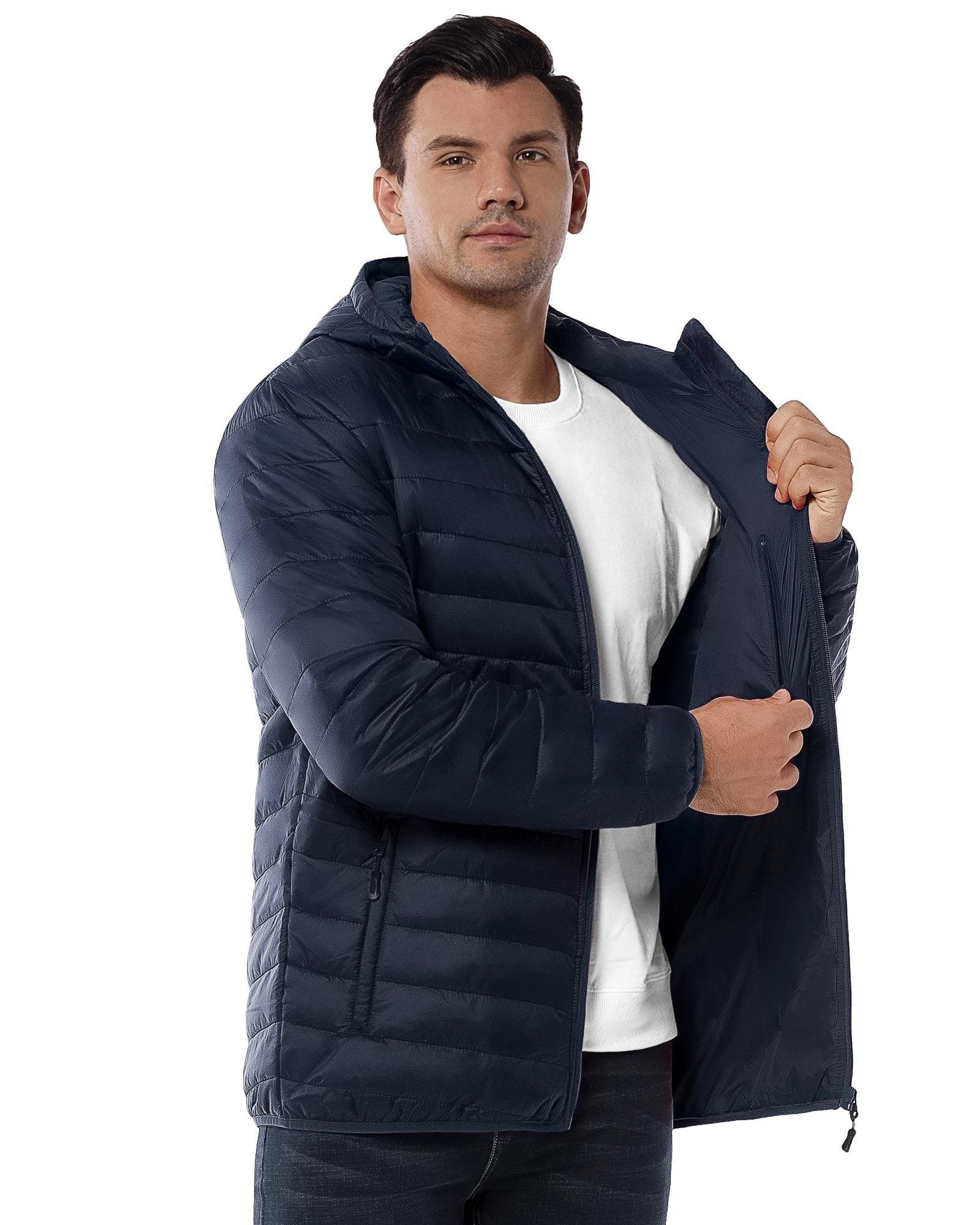 Men's 1.28lb Packable Insulated Jacket with Hood and 3 Pockets - 33,000ft