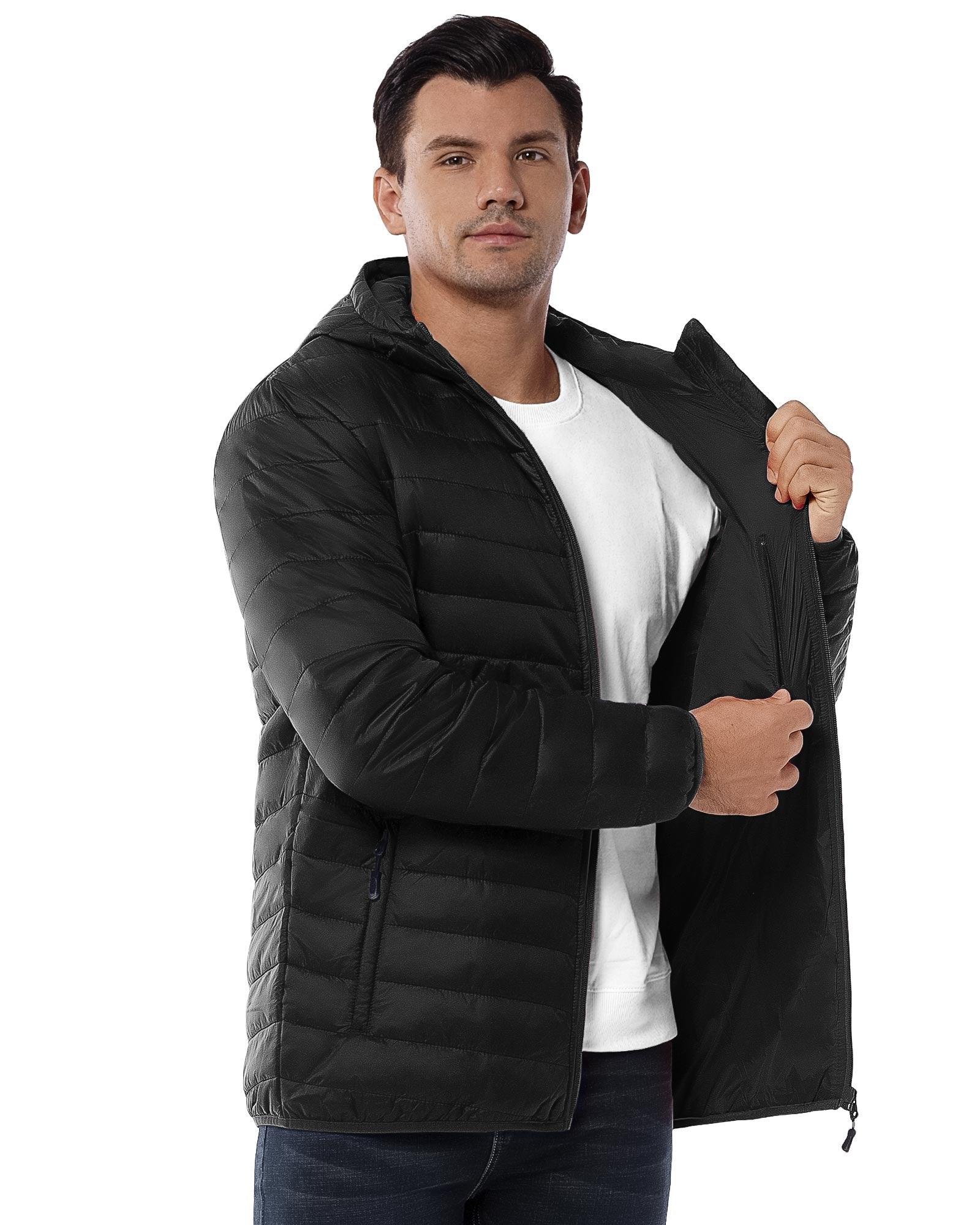 Men's 1.28lb Packable Insulated Jacket with Hood and 3 Pockets - 33,000ft